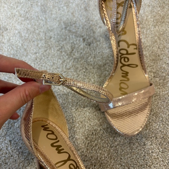 Sam Edelman Arielle Pink Sparkly Strappy Heel Pump Sexy Formal Dressy Metallic - Picture 3 of 10